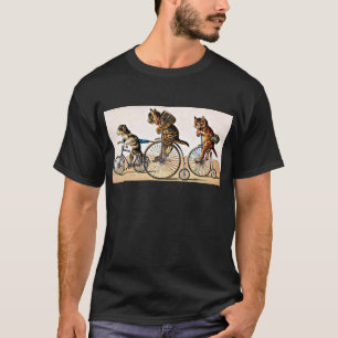 Vintagekatter och hund på en cykel tröja