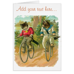 Vintagekatter på cykeln hälsningskort