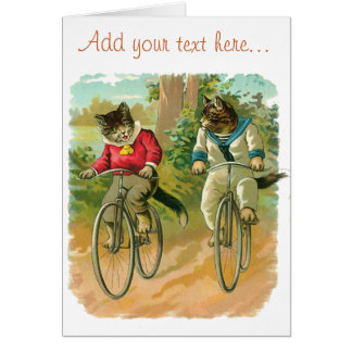 Vintagekatter på cykeln hälsningskort
