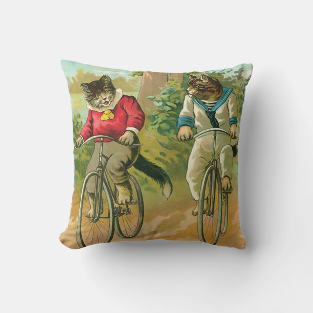 Vintagekatter på cykeln kudde (Framsida)