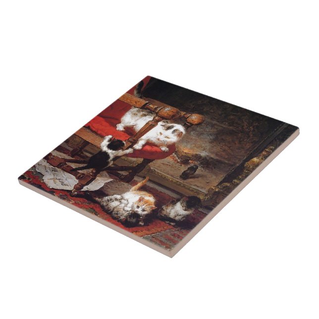 Vintagekatter vid spisen kakelplatta (Sidan)