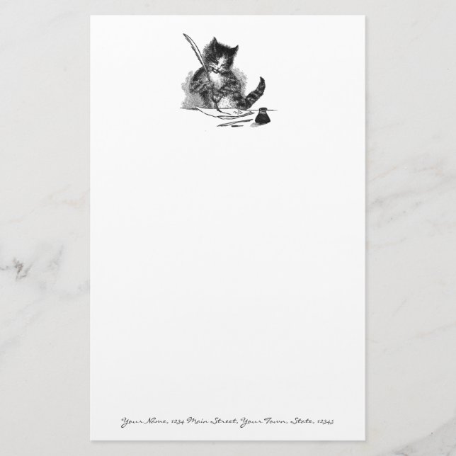 Vintagekatthandstil ett brev brevpapper (Framsida)