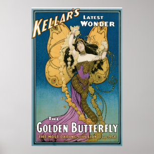 VintageKellars guld- fjäril Poster