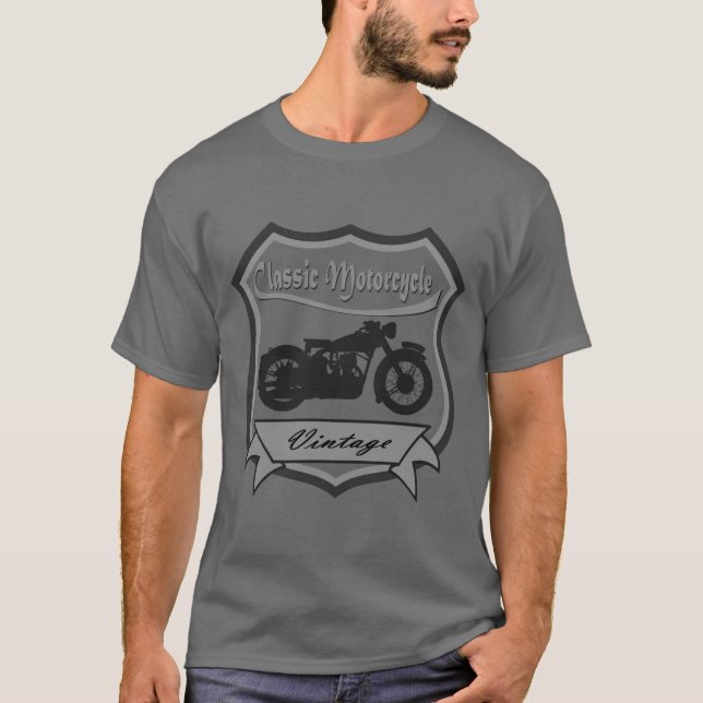 Vintageklassikermotorcykel T Shirt (Framsida)