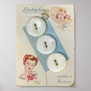Vintageknappar och damer poster