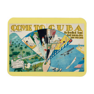 Vintagekomen till Kuban reser affischkryssning Magnet