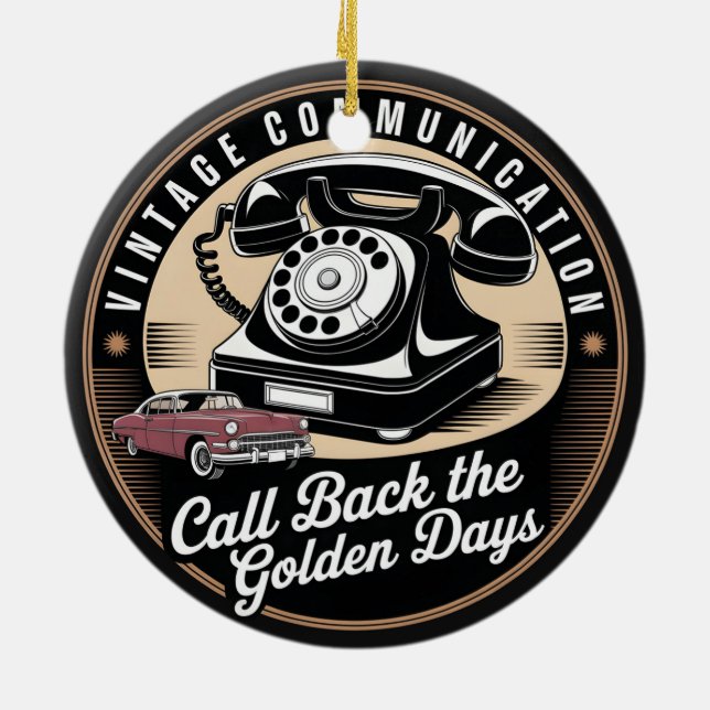 "Vintagekommunikation" Retroemblemdesign Julgransprydnad Keramik (Baksidan)