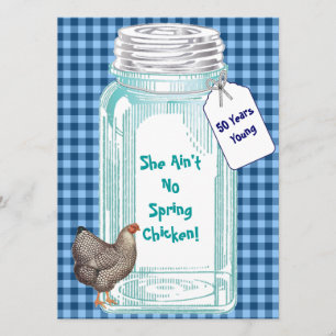 Vintagekonservburk Blå Gingham-design Inbjudningar
