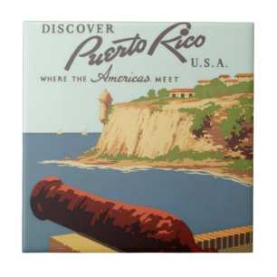 Vintagekonst för resor, Upptäck Puerto Rico! Kakelplatta