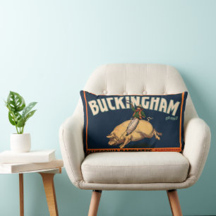 Vintagekonst från fruktlåda Etikett Cowboy på Gris Lumbarkudde