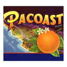 Vintagekonst från fruktlåda, Pacoast Apelsiner