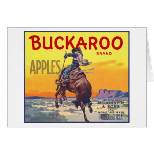 Vintagekonst från fruktlådaetikett, Buckaroo-äpple Hälsningskort