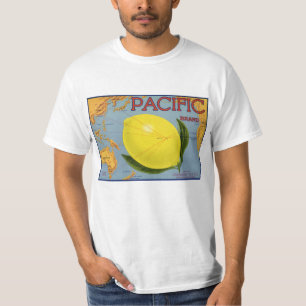 Vintagekonst från fruktlådaetikett för Pacific Lem Tee Shirt