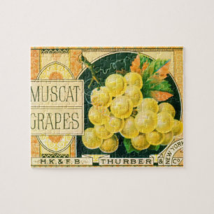 Vintagekonst från fruktlådaetikett, Muscat-druvor Pussel