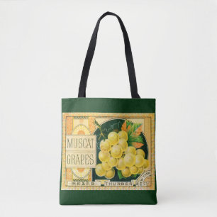 Vintagekonst från fruktlådaetikett, Muscat-druvor Tygkasse