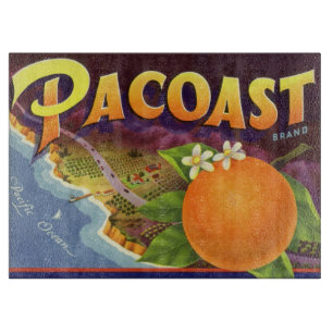 Vintagekonst från fruktlådaetikett, Pacoast Apelsi