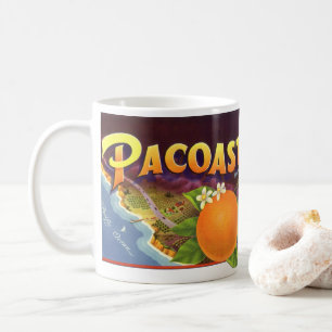 Vintagekonst från fruktlådaetikett, Pacoast Apelsi Kaffemugg
