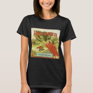 Vintagekonst från grönsaksetikett, Rabarberfarm Tee