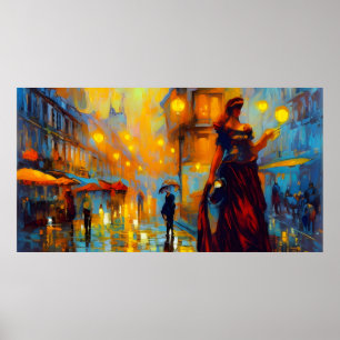 Vintagekonst Frankrike med kvinna gammal Affisch