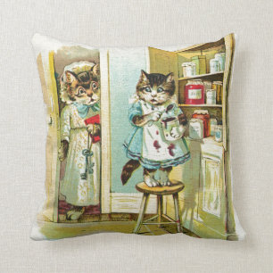 Vintagekonst: Kattunge fångat stjäla Kudde