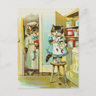 Vintagekonst: Kattunge fångat stjäla Vykort