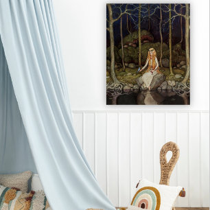 Vintagekonst Prinsessa i skogen Barnkonst Poster