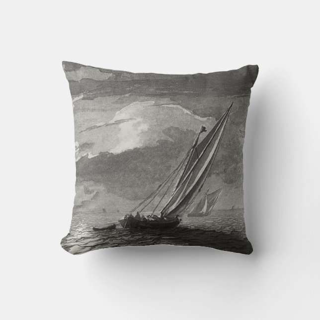 Vintagekonst Segelbåt Tematisk Kastkudde Kudde (Framsida)