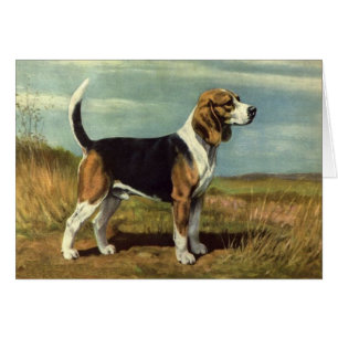 Vintagekonstverk - Beaglehund, Hälsningskort
