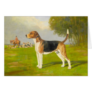Vintagekonstverk - engelsk harhundhund, hälsningskort