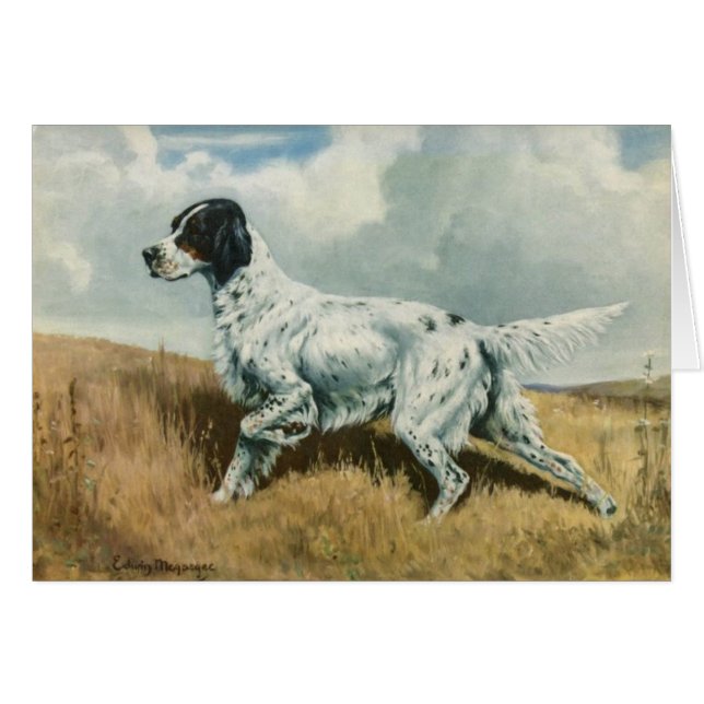 Vintagekonstverk - hund för engelsk Setter, Hälsningskort (Framsidan Horizontal)