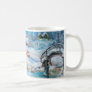 Vintagekonstverkmugg. Vinterholidays. Kaffemugg