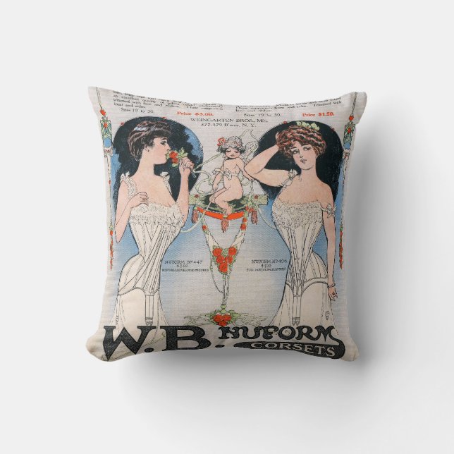 Vintagekorsettannonsen kudder kudde (Framsida)