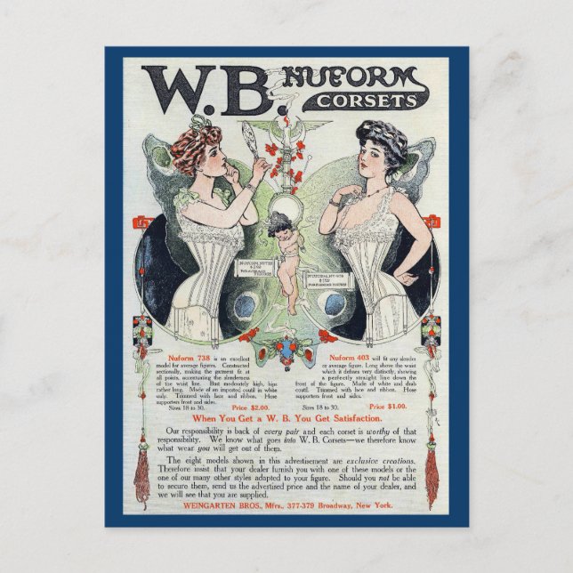 Vintagekorsettvykort Vykort (Framsida)