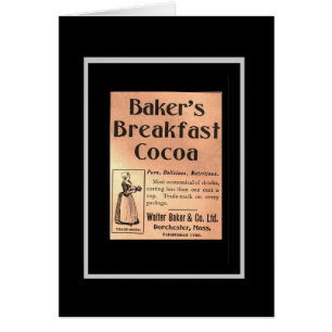Vintagekort Bakers Breakfast Cocoa-etikett Hälsningskort