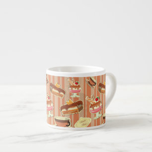 Vintagekort med en jordgubbeefterrätt espressomugg