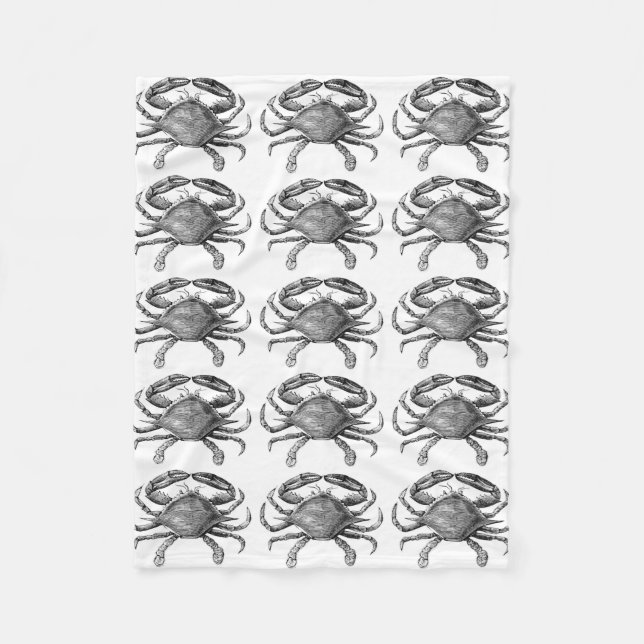 Vintagekrabbateckning Fleecefilt (Framsidan)