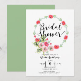 Vintagekrans Blommig Akvarell Bröllopsdusch Inbjudningar