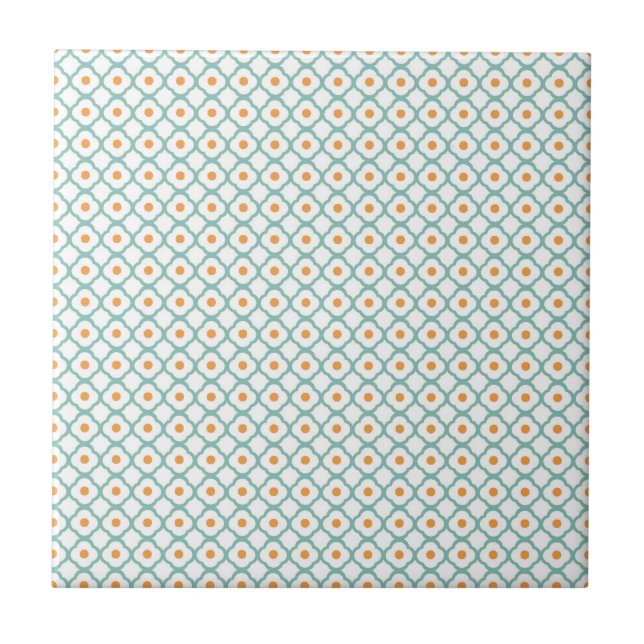 Vintagekrickan Quatrefoil och pricker Kakelplatta (Framsidan)