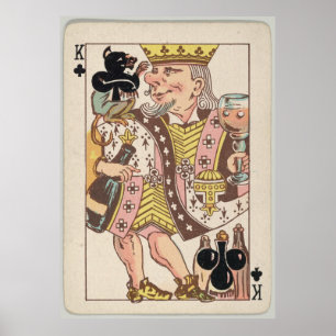 Vintagekung av klubbar som leker kortet (1889) poster