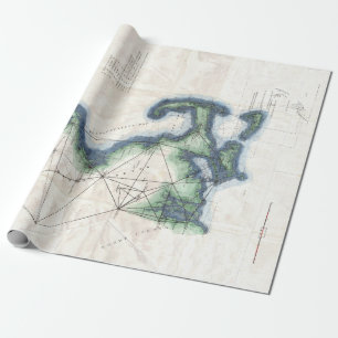 Vintagekusten av kartan för New England uddtorsk Presentpapper