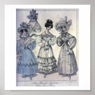 Vintagekvinna mode 1800's poster