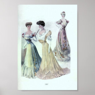 Vintagekvinna mode 1900's poster