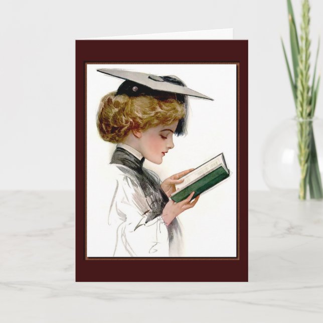 Vintagekvinnastudent Kort (Framsida)