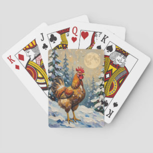 Vintagekyckling i snöig julvinter casinokort