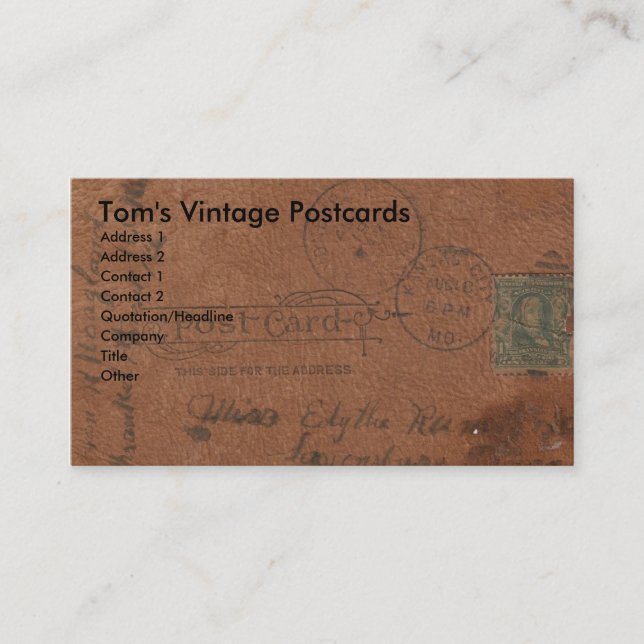 Vintagelädervykort Visitkort (Framsida)