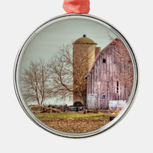 Vintageladugård & Silo Julgransprydnad Metall