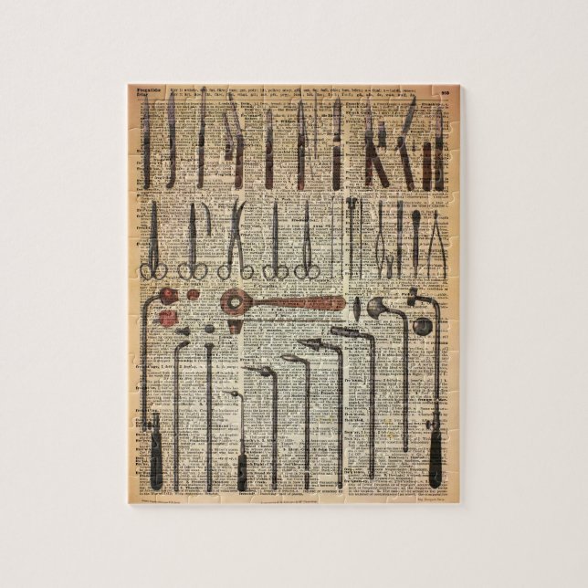 Vintageläkarundersökningen instrumenterar pussel (Vertikal)