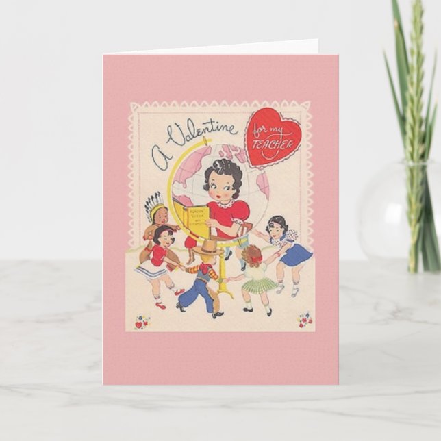 Vintagelärarevalentin kort för dag (Framsida)