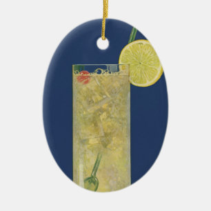 VintageLemonade eller fruktsodavatten, Julgransprydnad Keramik