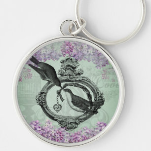 VintagelilaLocket Keychain Rund Silverfärgad Nyckelring